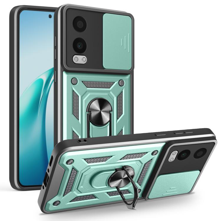 

For OnePlus Nord CE4 Lite India Sliding Camera Cover Design TPU+PC Phone Case(Mint Green)