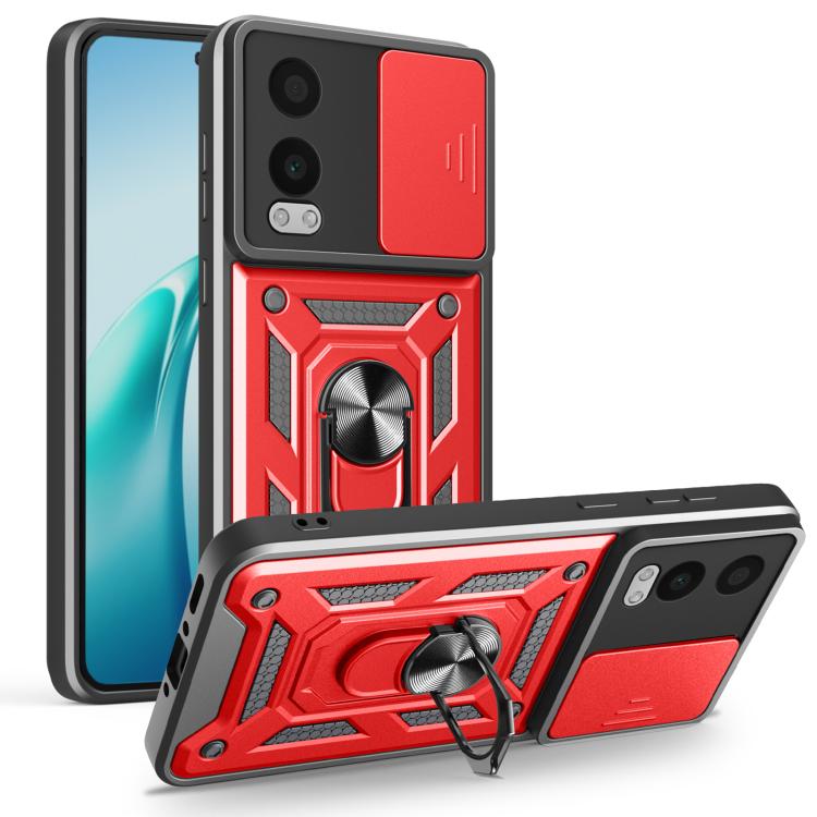 

For OnePlus Nord CE4 Lite India Sliding Camera Cover Design TPU+PC Phone Case(Red)