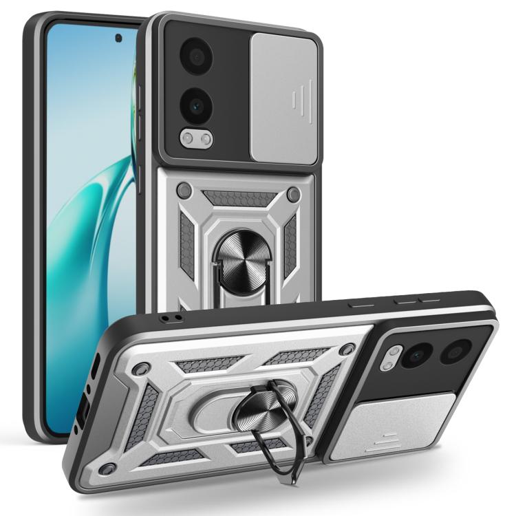 

For OnePlus Nord CE4 Lite India Sliding Camera Cover Design TPU+PC Phone Case(Silver)