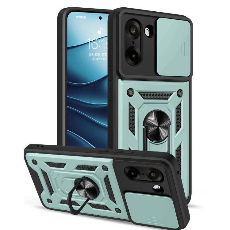 

For OnePlus Ace 5 Racing / Nord CE5 Sliding Camera Cover Design TPU+PC Phone Case(Mint Green)