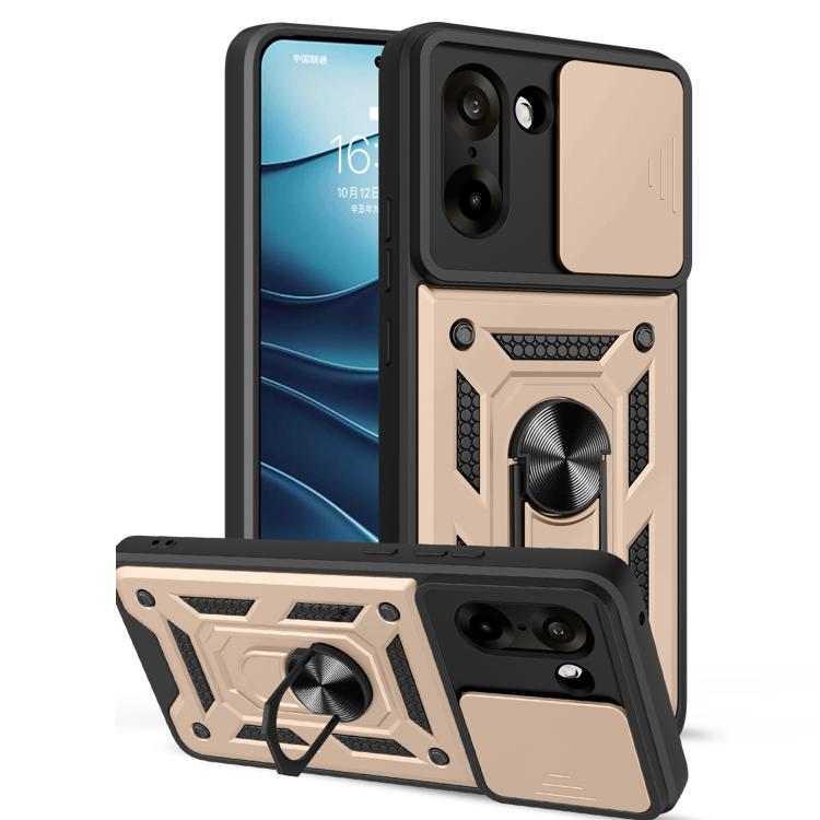 

For OnePlus Ace 5 Racing / Nord CE5 Sliding Camera Cover Design TPU+PC Phone Case(Gold)