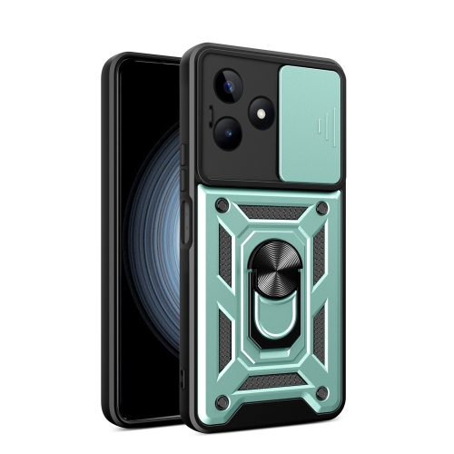 

For Realme C53 4G / Narzo N53 4G Sliding Camera Cover Design TPU Hybrid PC Phone Case(Mint Green)