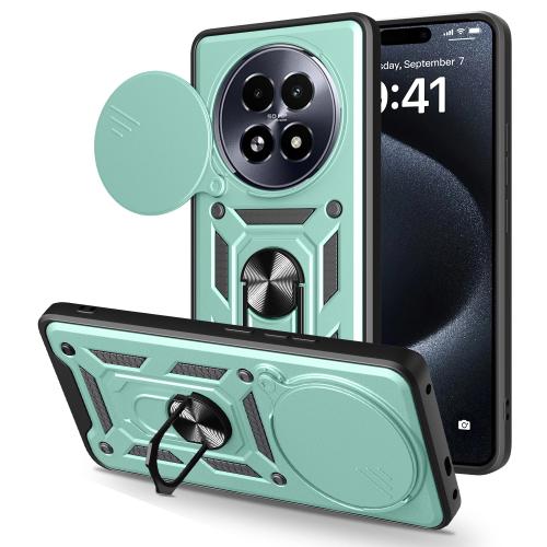 

For Realme 13+ 5G Sliding Camera Cover Design TPU Hybrid PC Phone Case(Mint Green)