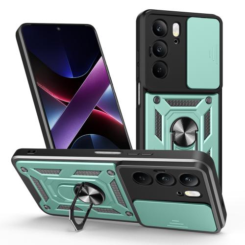 

For Realme C75 4G / 14x 5G Global Sliding Camera Cover Design TPU Hybrid PC Phone Case(Mint Green)