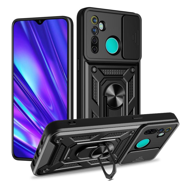 For Realme Pro Sliding Camera Cover Design TPU+PC Phone Case(Black)