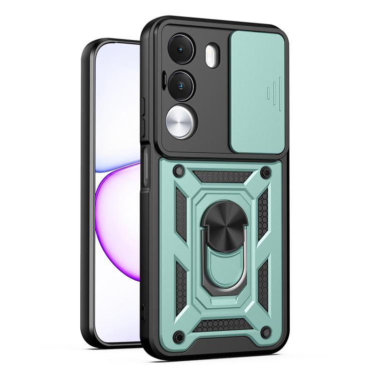 For Realme C100i / C100x 4G Sliding Camera Cover Design TPU+PC Phone Case(Mint Green)