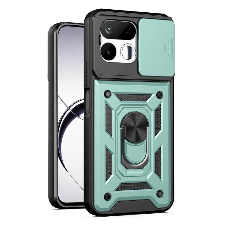 For Realme 16T 5G Sliding Camera Cover Design TPU+PC Phone Case(Mint Green)