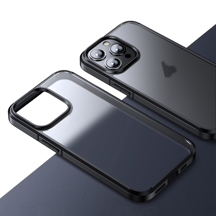 

For iPhone 15 Pro Ice-Crystal Matte TPU Hard PC Phone Case(Black)