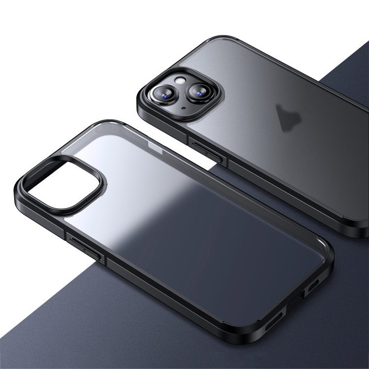 

For iPhone 15 Plus Ice-Crystal Matte TPU Hard PC Phone Case(Black)