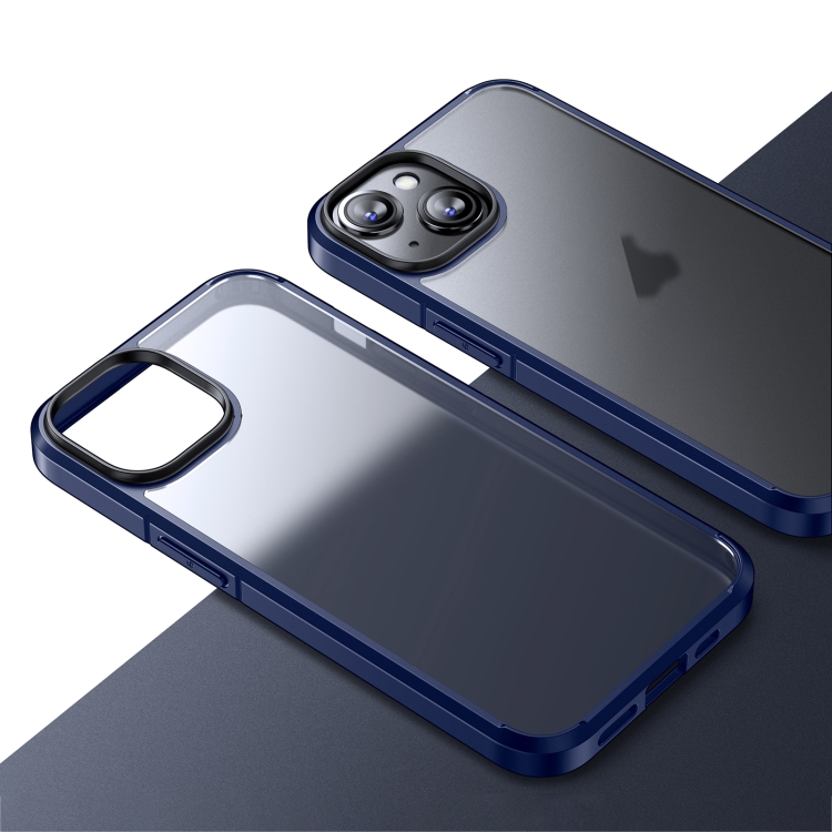 

For iPhone 15 Plus Ice-Crystal Matte TPU Hard PC Phone Case(Blue)