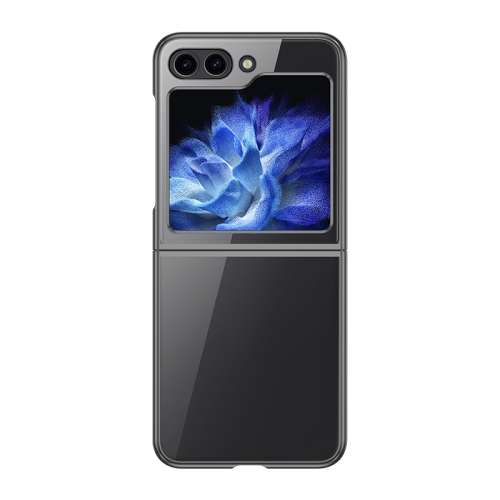 

For Samsung Galaxy Z Flip5 5G Transparent Electroplating All-inclusive Folding Phone Case(Black)