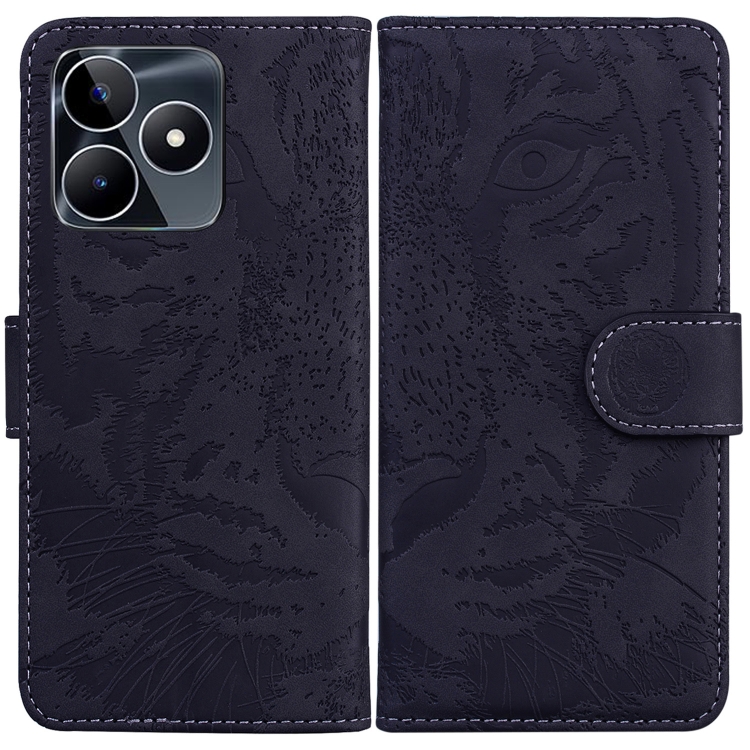 

For Realme C53 / Narzo N53 Tiger Embossing Pattern Flip Leather Phone Case(Black)