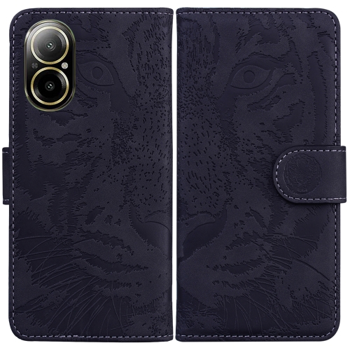 

For Realme C67 4G Global Tiger Embossing Pattern Flip Leather Phone Case(Black)