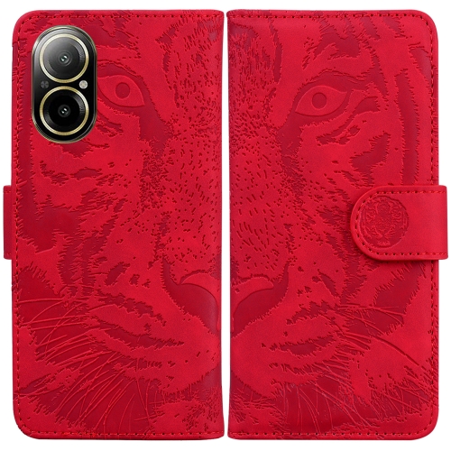 

For Realme C67 4G Global Tiger Embossing Pattern Flip Leather Phone Case(Red)