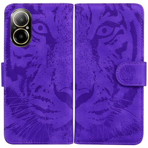 

For Realme C67 4G Global Tiger Embossing Pattern Flip Leather Phone Case(Purple)
