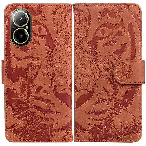 

For Realme C67 4G Global Tiger Embossing Pattern Flip Leather Phone Case(Brown)