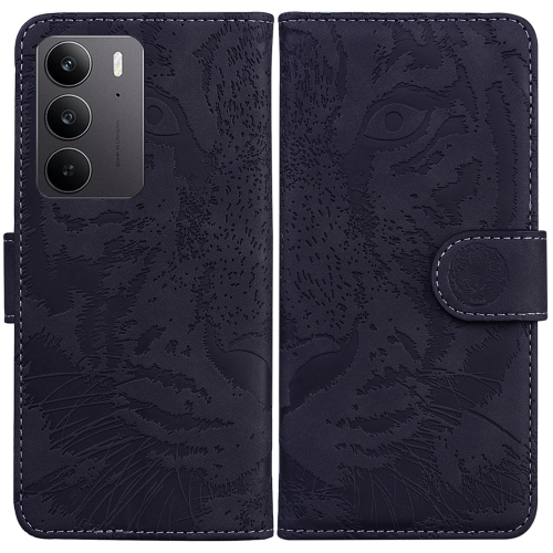 

For Realme C75 Tiger Embossing Pattern Flip Leather Phone Case(Black)