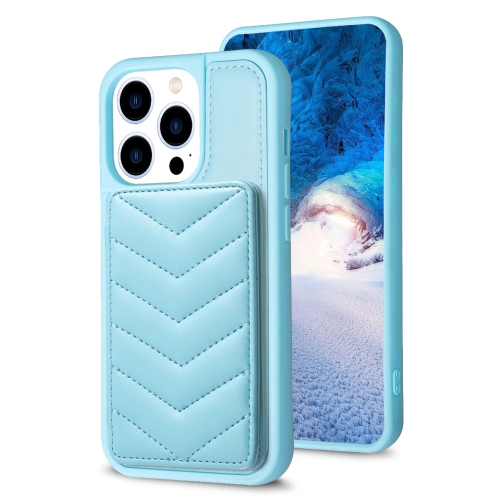 

For iPhone 14 Pro BF26 Wave Pattern Card Bag Holder Phone Case(Blue)