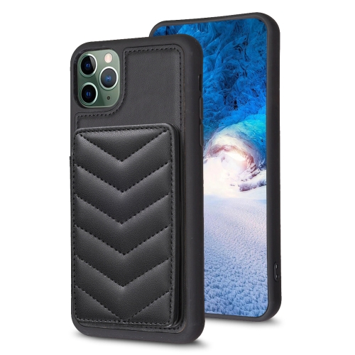 

For iPhone 11 Pro Max BF26 Wave Pattern Card Bag Holder Phone Case(Black)
