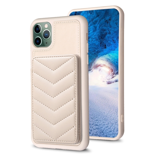 

For iPhone 11 Pro BF26 Wave Pattern Card Bag Holder Phone Case(Beige)