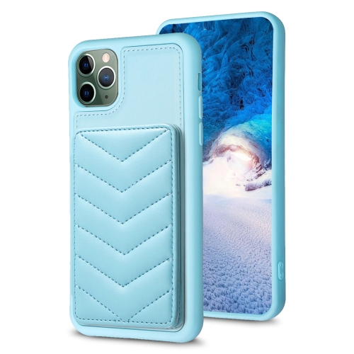 

For iPhone 11 Pro BF26 Wave Pattern Card Bag Holder Phone Case(Blue)