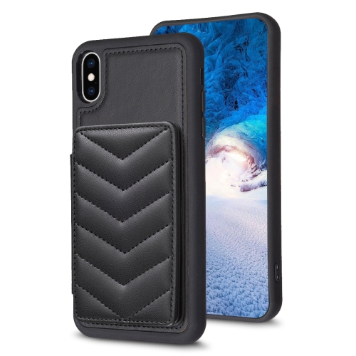 

For iPhone XS Max BF26 Wave Pattern Card Bag Holder Phone Case(Black)