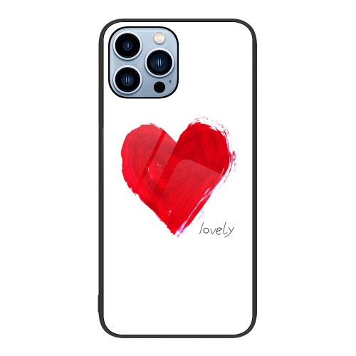 

For iPhone 15 Pro Max Colorful Painted Glass Phone Case(Love)