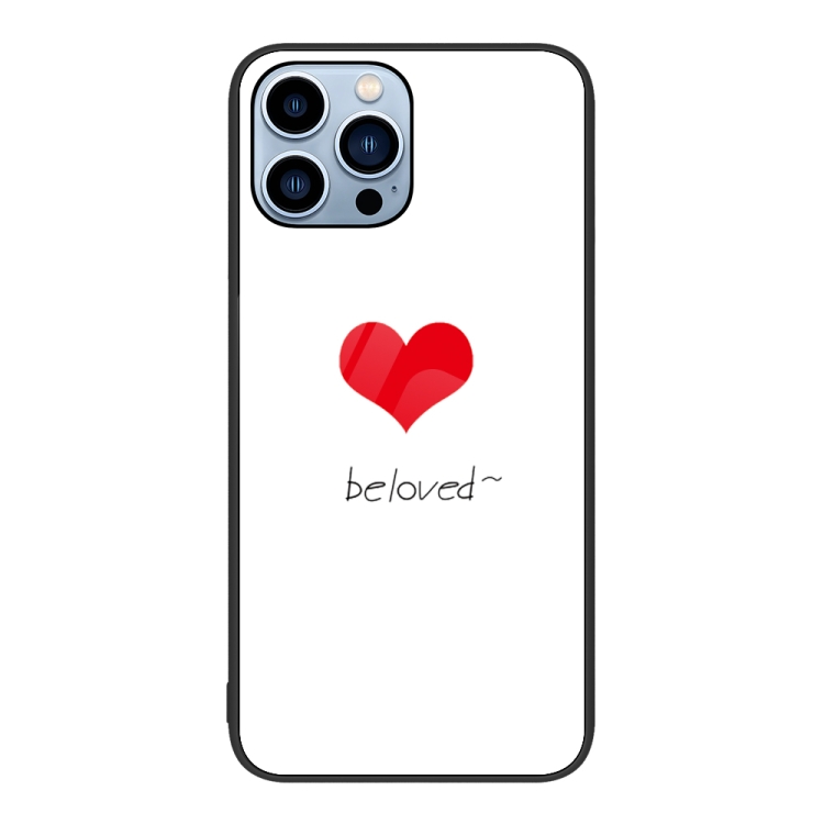 

For iPhone 15 Pro Max Colorful Painted Glass Phone Case(Red Heart)
