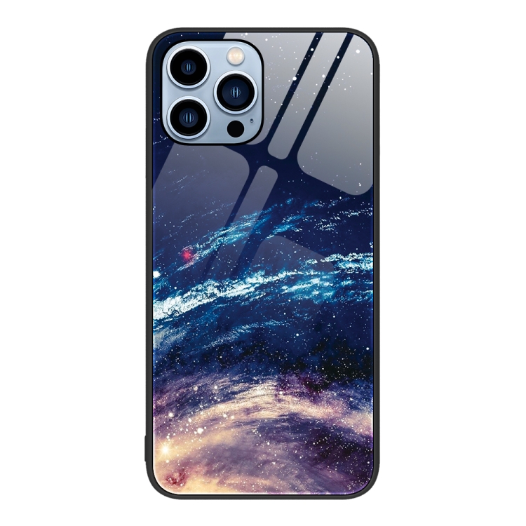 

For iPhone 15 Pro Max Colorful Painted Glass Phone Case(Starry Sky)