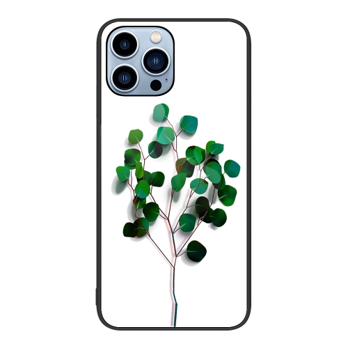 

For iPhone 15 Pro Colorful Painted Glass Phone Case(Sapling)