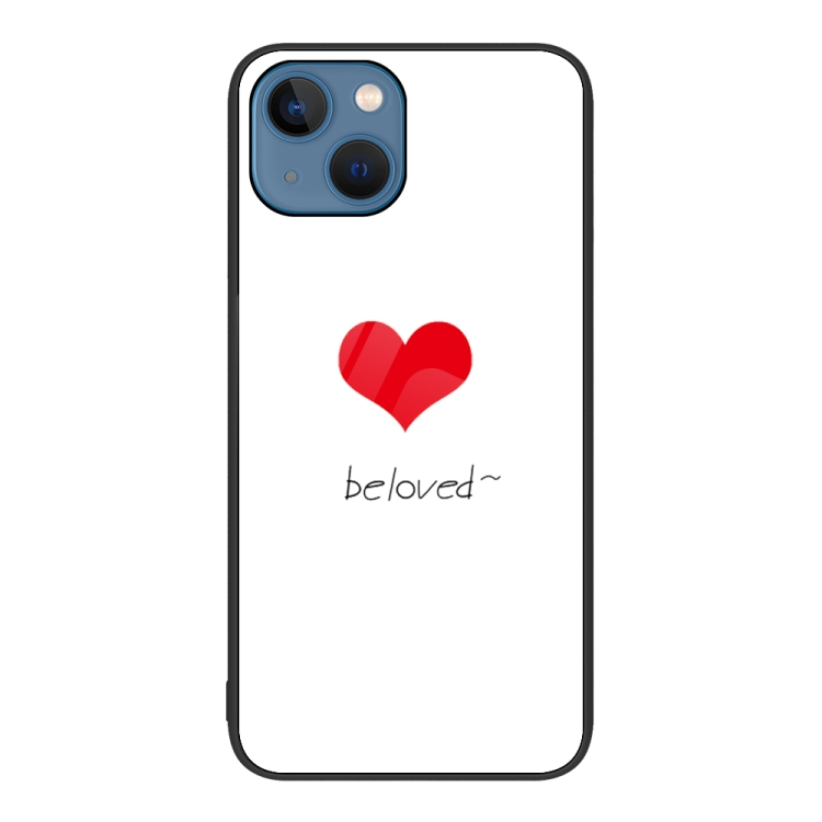 

For iPhone 15 Plus Colorful Painted Glass Phone Case(Red Heart)