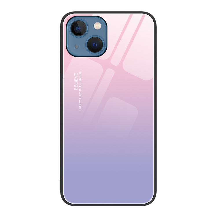 

For iPhone 15 Plus Colorful Painted Glass Phone Case(Purple Sky)