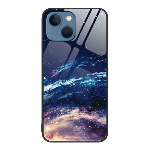 

For iPhone 15 Plus Colorful Painted Glass Phone Case(Starry Sky)