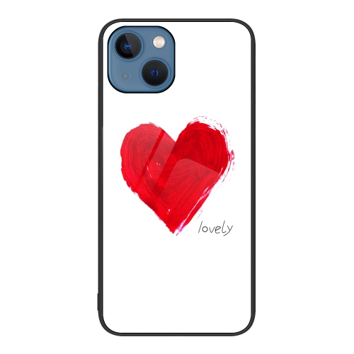 

For iPhone 15 Colorful Painted Glass Phone Case(Love)