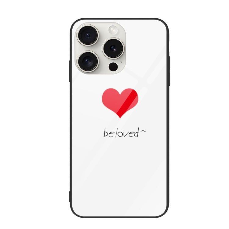 

For iPhone 16 Pro Colorful Painted Glass Phone Case(Red Heart)