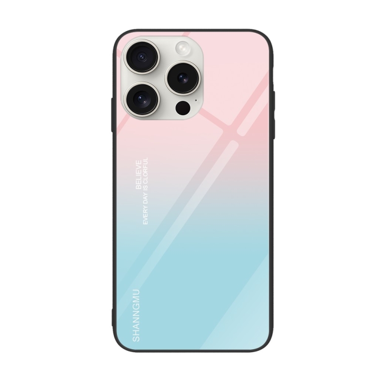 

For iPhone 16 Pro Colorful Painted Glass Phone Case(Blue Sky)