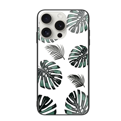 

For iPhone 16 Pro Colorful Painted Glass Phone Case(Banana Leaf)