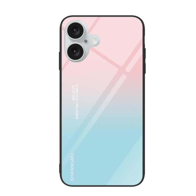 

For iPhone 16 Plus Colorful Painted Glass Phone Case(Blue Sky)