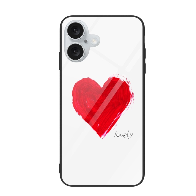 

For iPhone 16 Colorful Painted Glass Phone Case(Love)