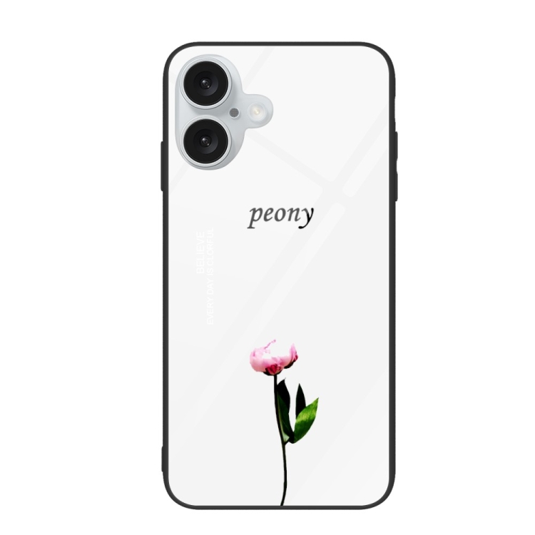 

For iPhone 16 Colorful Painted Glass Phone Case(A Flower)