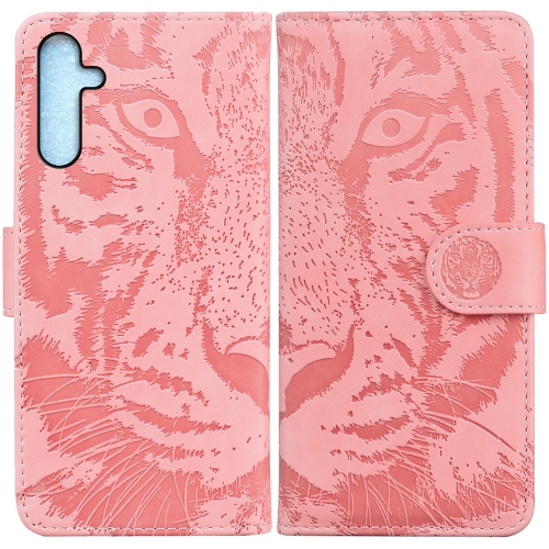 

For Samsung Galaxy A25 5G Tiger Embossing Pattern Flip Leather Phone Case(Pink)