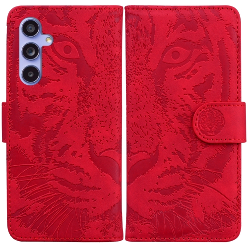 

For Samsung Galaxy S23 FE 5G Tiger Embossing Pattern Flip Leather Phone Case(Red)