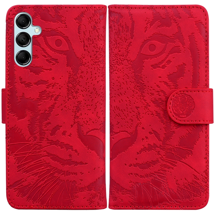 

For Samsung Galaxy M34 5G/F34 5G Tiger Embossing Pattern Flip Leather Phone Case(Red)
