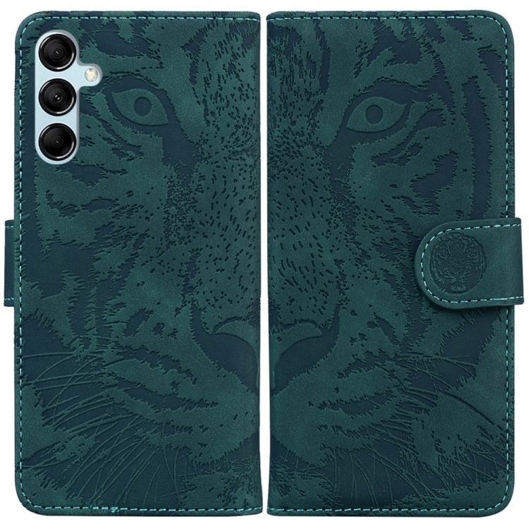 

For Samsung Galaxy A15 Tiger Embossing Pattern Flip Leather Phone Case(Green)