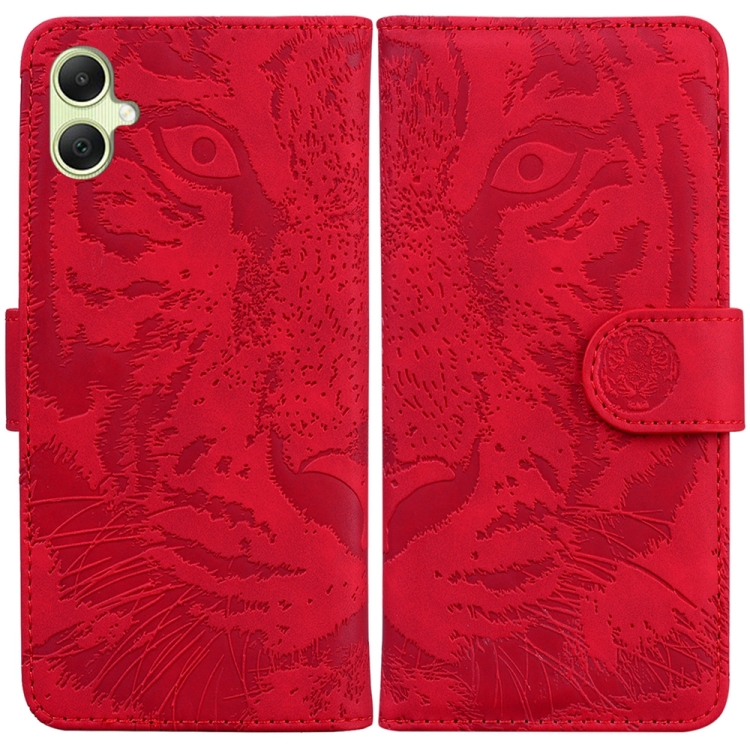 

For Samsung Galaxy A05 Tiger Embossing Pattern Flip Leather Phone Case(Red)