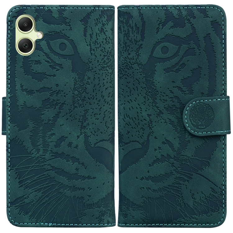 

For Samsung Galaxy A05 Tiger Embossing Pattern Flip Leather Phone Case(Green)