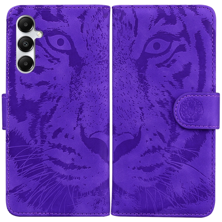 

For Samsung Galaxy A05s Tiger Embossing Pattern Flip Leather Phone Case(Purple)