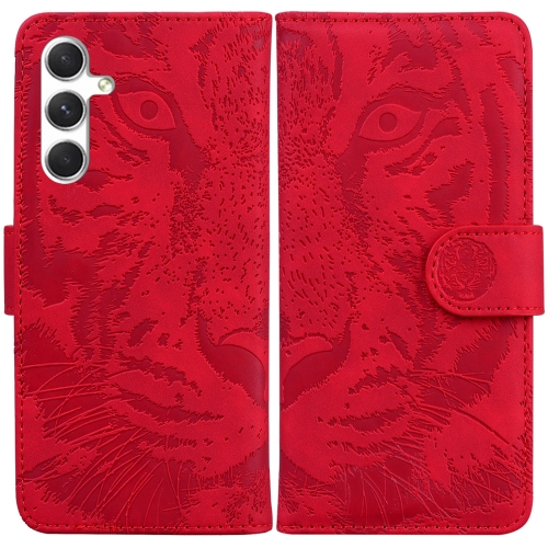 

For Samsung Galaxy S24+ 5G Tiger Embossing Pattern Flip Leather Phone Case(Red)