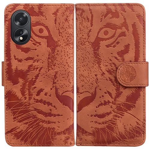 

For OPPO A38 4G / A18 Tiger Embossing Pattern Flip Leather Phone Case(Brown)