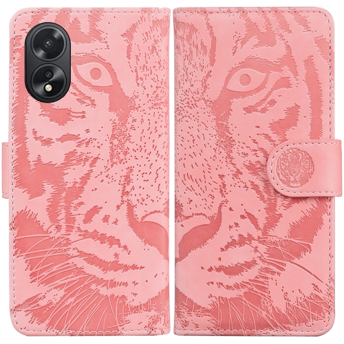 

For OPPO A38 4G / A18 Tiger Embossing Pattern Flip Leather Phone Case(Pink)